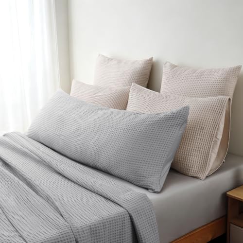 100% Cotton Waffle Weave Body Pillowcase 1 Pack, Envelope Closure, Soft & by ShunjieHome