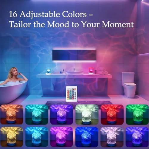 Rechargeable Shower Lights for Inside Shower-Ocean Wave Projector Light for Bathroom Bath Tub-Cordless LED Bathroom Lights 3D Water Ripple Light Ocean Lamp for Bathtub Relaxing Spa,Northern Aurora - Image 2