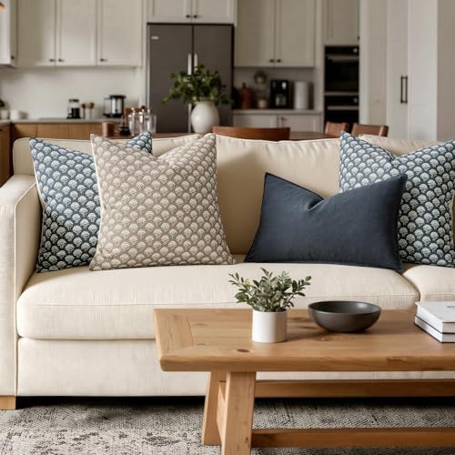 MIULEE Floral Print Decorative Pillow Covers 20x20, Dusty Blue - Image 3