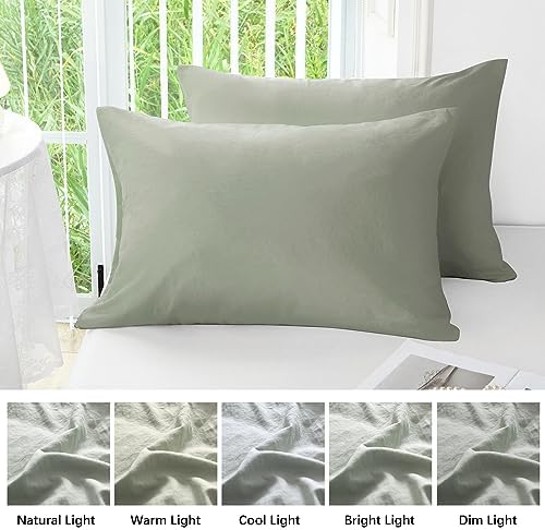 MILDLY Queen Pillowcases Mist Sage - Image 4