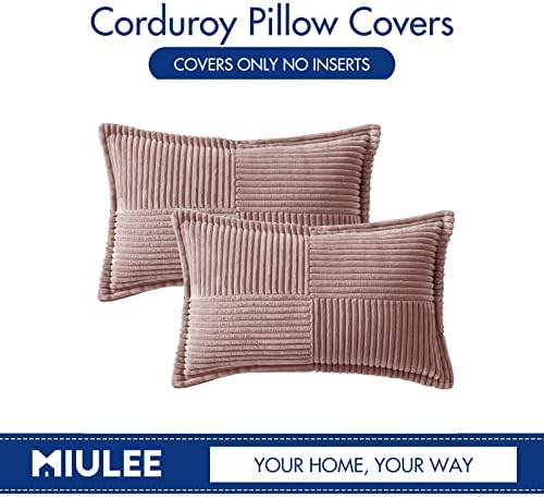 MIULEE Decorative Lumbar Throw Pillow Covers 12x20 Inch Blush Pink 2 Pack - Image 6