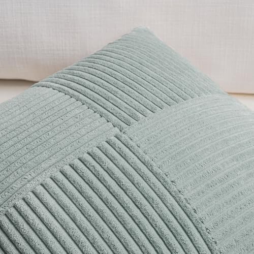 Fancy Homi 2 Packs Grey Blue Long Lumbar Decorative Throw Pillow Covers 16x24 - Image 3
