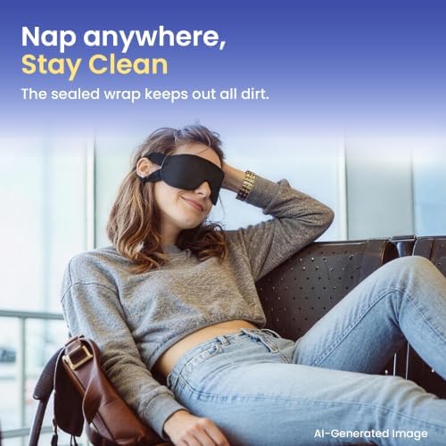 100 Packs Disposable Sleep Masks Bulk, Soft Eyemasks Adjustable - Image 2