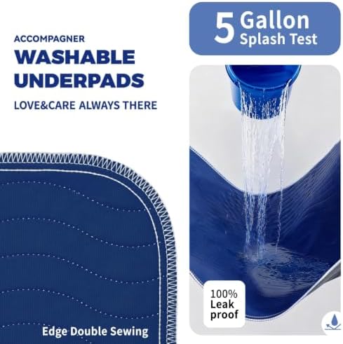 Accompagner Incontinence Bed Pads Washable Waterproof, Ultra-Absorbent Reusable - Image 5