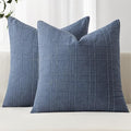 MIULEE Linen Plaid Pillow Covers Coastal Decorative 16x16 Blue by MIULEE