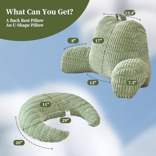19" Reading Pillow for Bed, U Shaped Arm & Elbow Support - Image 3