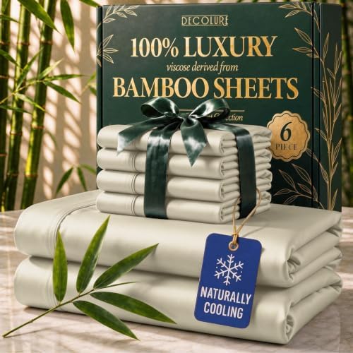 DECOLURE 100% Viscose Derived from Bamboo Sheets Queen Size by DECOLURE