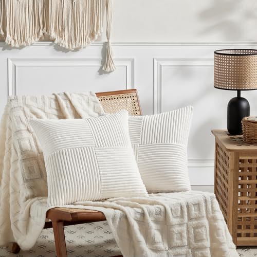 Fancy Homi 2 Packs Cream White Euro Decorative Throw Pillow Covers 28x28 Inch - Image 6