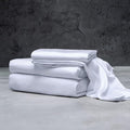 LUXOME Luxury Sheet Set | 100% Rayon (Viscose) from Bamboo | Twin Size - White | Deep Pockets | 3-Piece Set (Fitted, Flat, Pillowcase)