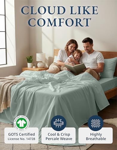 LANE LINEN California King Sheets 100% Organic Cotton Percale - Image 2
