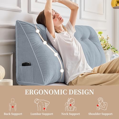 Sasttie Headboard Pillow King, Wedge Pillow Headboard - Image 3