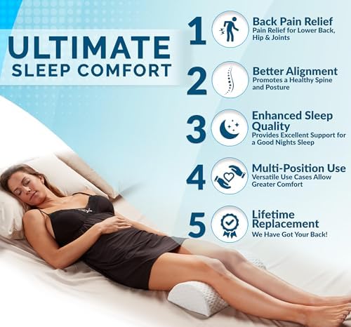 ComfiLife Knee Pillow for Back Sleeping – 100% Memory Foam Bolster Pillow for - Image 3