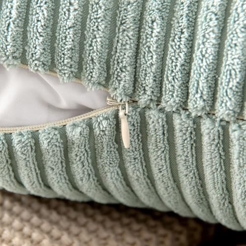 MIULEE Soft Corduroy Throw Pillow Covers Set of 2 20x20 Greyish Green - Image 3
