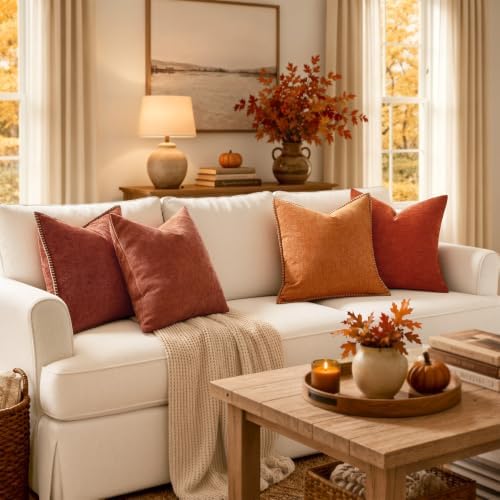 MIULEE Fall Decorative Couch Throw Pillow Covers 16x16 Inch Burnt Orange - Image 6