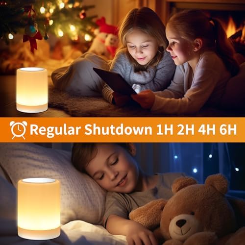 OORUN Touch Bedside Table Lamp,13 RGB Colors & 5 Brightness, USB Rechargeable Desk Lamp, Remote Control Dimmable Light with RGB Color Changing,Portable Lamp for Baby (White) - Image 6