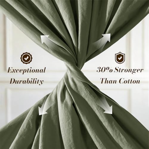 SONORO KATE 100% French Linen King Size Sheets Set, Natural Flax Bedding - Image 4