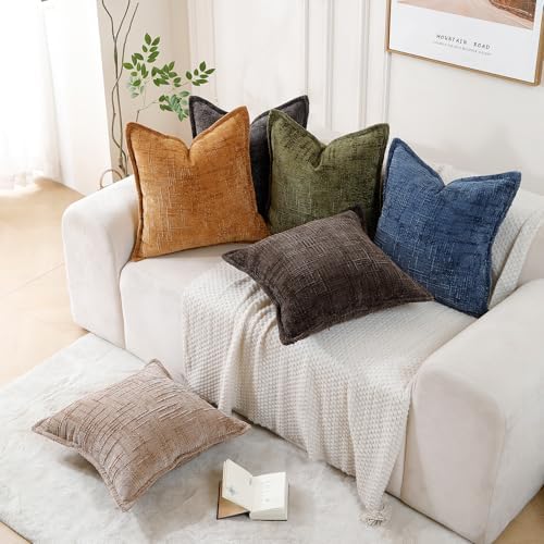 HPUK Chenille Throw Pillow Covers 18x18 Inch, Soft Woven Texture - Image 6