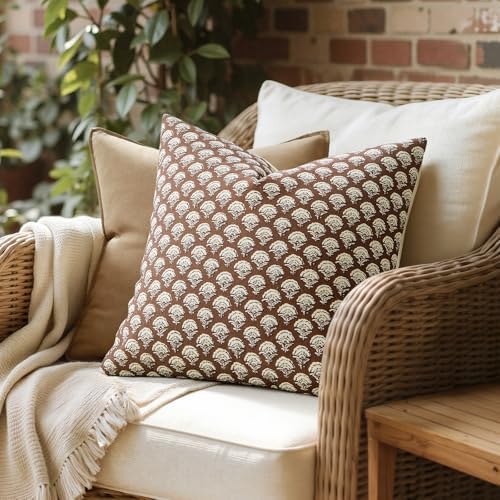 MIULEE Fall Floral Print Decorative Pillow Covers 20x20, Dark Brown - Image 4