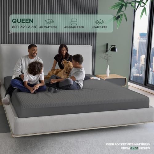 OhGeni 100% Waterproof Mattress Protector, Queen Size Gray Soft Bamboo Viscose - Image 5