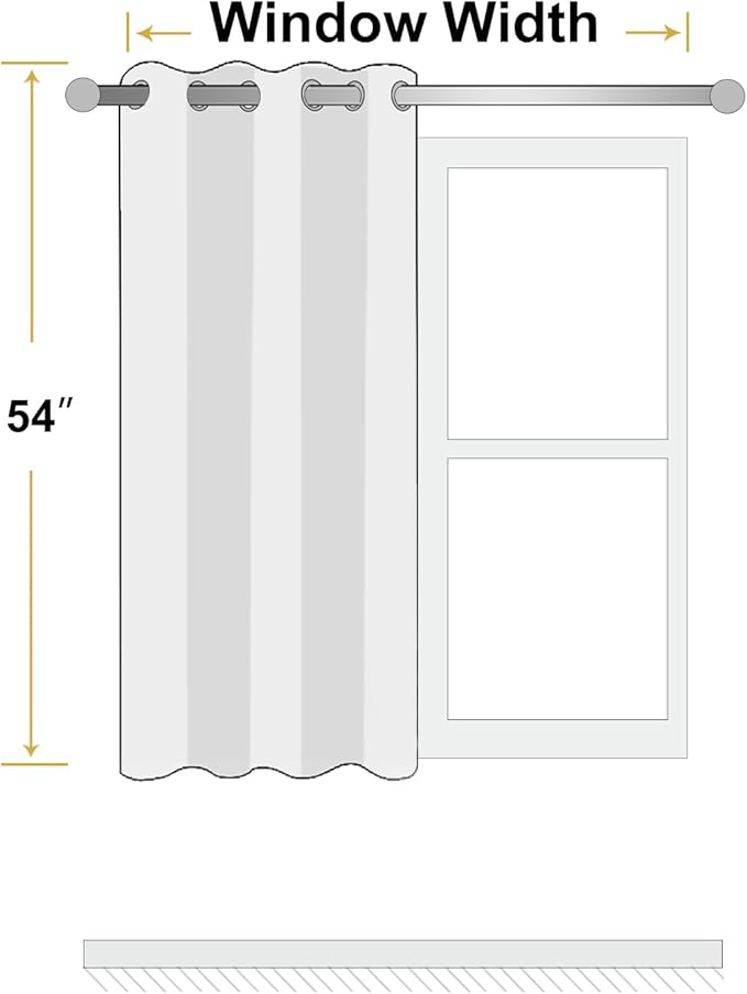ChrisDowa 100% Blackout Grey Solid Curtains 54 Inches Long 2 Panels for Bedroom Living Room,Farmhouse Room Darkening Thermal Insulated Soundproof Grommet Top Window Treatment Drapes,52x54