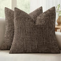 MIULEE Chenille Textured Fall Throw Pillow Covers Brown 18x18 Set of 2 by MIULEE