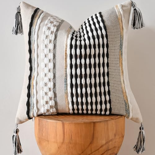 AmHoo Chenille Striped Textured Boho Throw Pillow Covers Aesthetic by AmHootextile