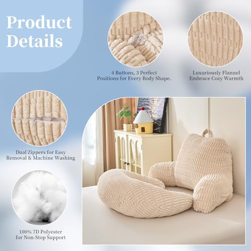 19" Reading Pillow for Bed, U Shaped Arm & Elbow Support - Image 6