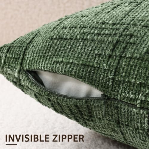 decorUhome Textured Chenille Throw Pillow Covers 26x26 Set of 2 Emerald - Image 3