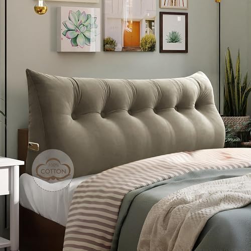 WOWMAX Headboard Pillow Caking Wedge Pillow Headboard Reading Beige Gray by WOWMAX