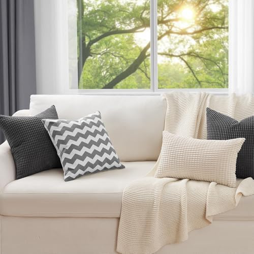 Topfinel 4 Packs Dark Grey Decorative Throw Pillow Covers 18x18 Inch - Image 5