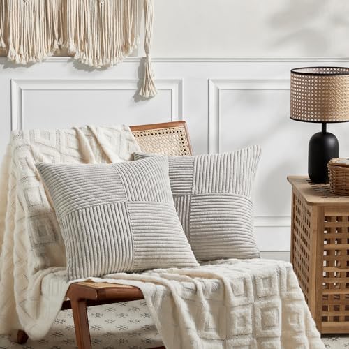 Fancy Homi 2 Packs Neutral Grey Samll Decorative Throw Pillow Covers 14x14 Inch - Image 6