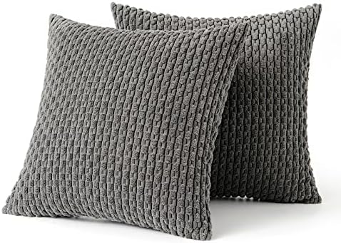 MIULEE Decorative Throw Pillow Covers 16x16 Dark Grey Textured Corduroy - Image 6