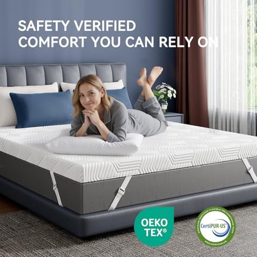 ELEMUSE 2 Inch Queen Size Gel Memory Foam Mattress Topper, Washable Cover - Image 7