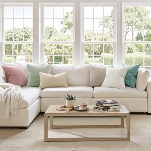 MIULEE Decorative Couch Throw Pillow Covers 18x18 Inch Light Green 2 Pack - Image 2