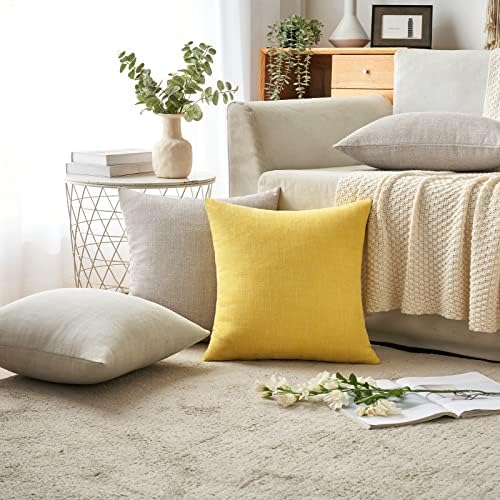 MIULEE Pack of 2 Decorative Linen Burlap Textured Pillow Covers Farmhouse Boho - Image 5
