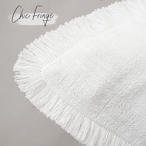 Foindtower Decorative Linen Fringe Throw Pillow Covers 18×18 Inch - Image 3