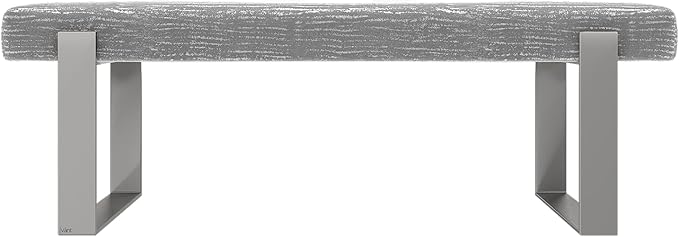 VANT Upholstered Bed Bench - Metallic Silver - Brushed Nickel - Contemporary Modern, Bedroom Bench Seat, Hallway, or Entryway