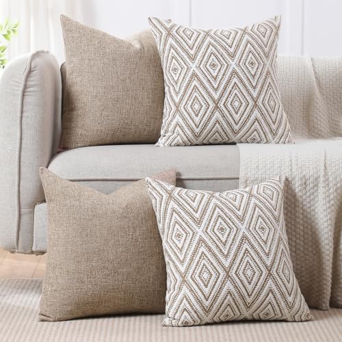 HPUK Throw Pillow Covers 20x20, Light Brown Couch Pillow Covers - Image 7