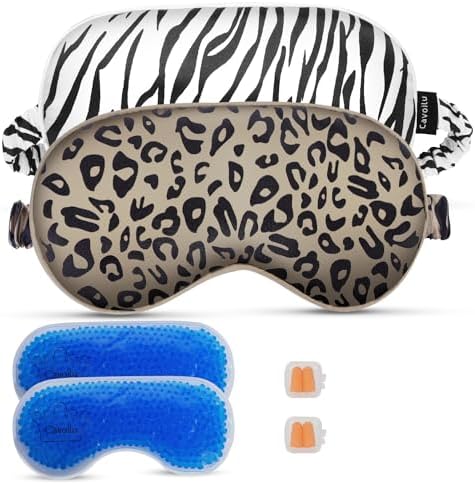 Sleep mask w/Cooling Gel Eye Mask, Reusable Ice Silk Blackout Eye Cover by Cavoilu