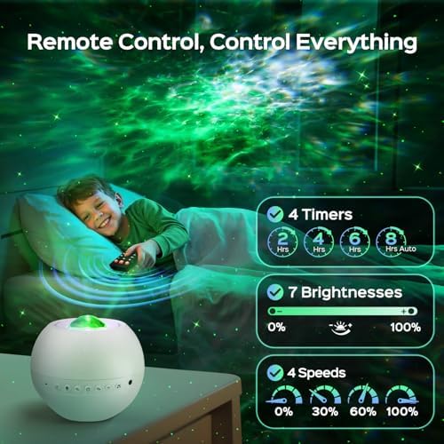 One Fire Galaxy Projector,15 Colors,Gifts for Girls&Women&Boys,White Noise - Image 5