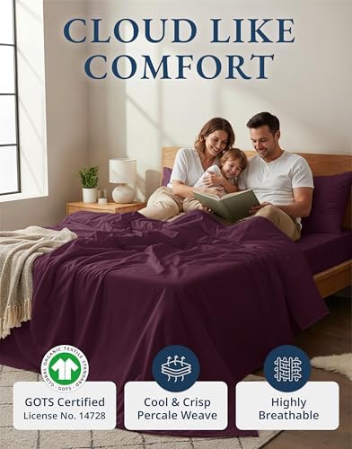 LANE LINEN Twin Sheets 100% Organic Cotton Soft 3pc Percale - Image 2
