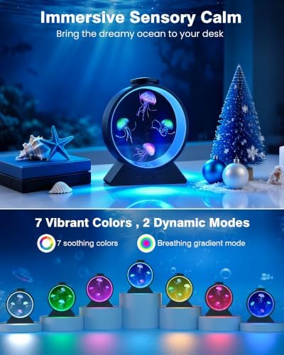 Jellyfish Lamp for Sleep Anxiety Calming Night Light for Bedroom(Black) - Image 2