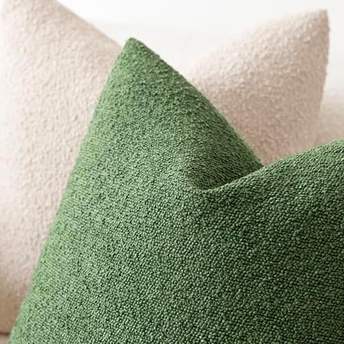 Foindtower Decorative Textured Boucle Throw Pillow Cover 18x18 Forest Green - Image 4