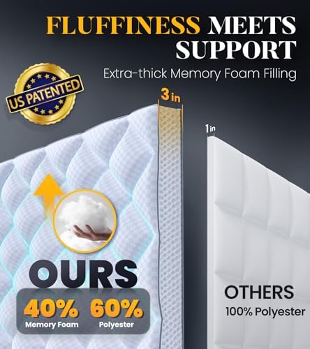 3 Inch Ultra-Fluffy Memory Foam Mattress Topper Queen - Image 2