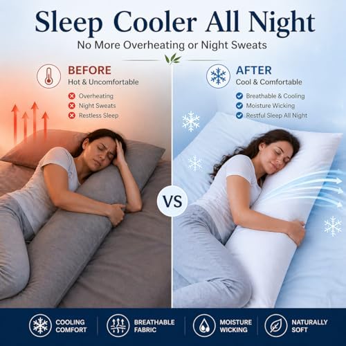 evoLive 100% Rayon Derived from Bamboo Cooling Breathable Body Pillow - Image 3