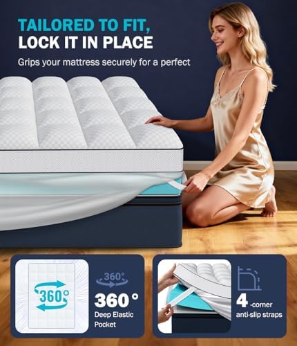 King 4 Inch Dual Layer Memory Foam Mattress Topper, Cooling Gel Pad - Image 3