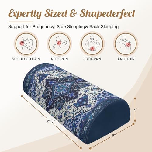 Knee Pillow for Back Sleeping – Half Moon Bolster Pillow for Under Knee While - Image 3