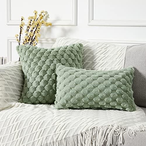 Yaertun Pack of 2 Super Soft Cozy Lumbar Decorative Throw Pillow Covers Fuzzy - Image 2