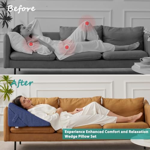 Bedluxe Wedge Pillow for Sleeping, Adjustable 9&12 Inch Foldable Bed Wedge - Image 4