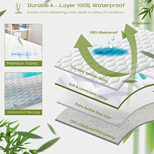 GRT Twin XL Mattress Protector Waterproof, Mattress Pad Rayon from Bamboo - Image 2